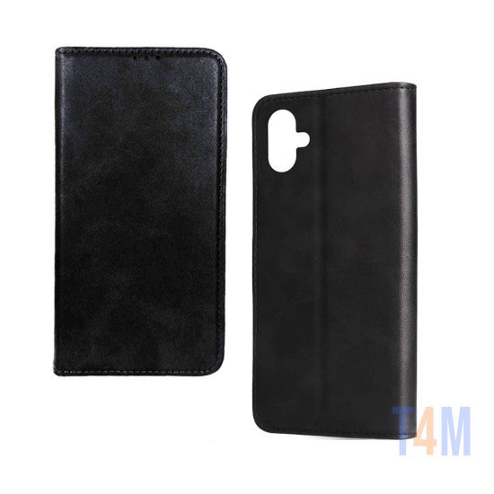 Leather Flip Cover with Internal Pocket for Samsung Galaxy A04e Black